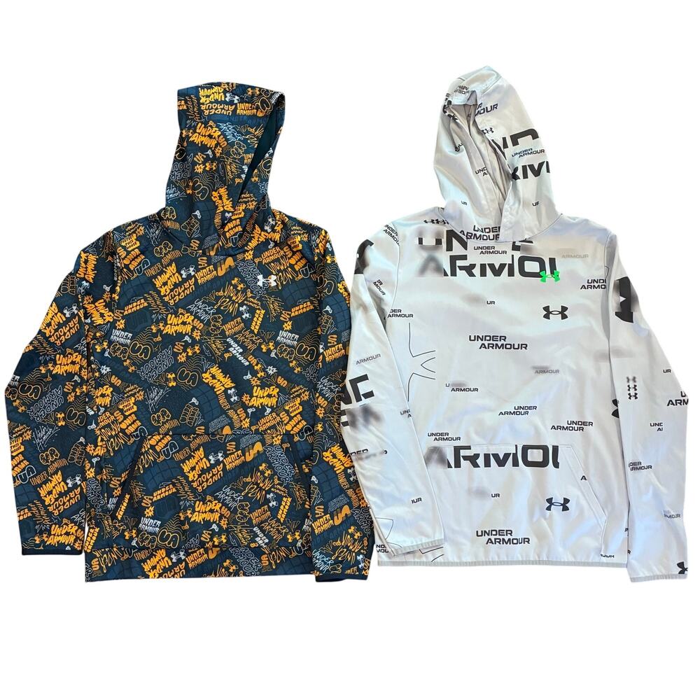 Under Armour Green Graffiti Gray UA printed hoodie bundle Boys Youth XL set